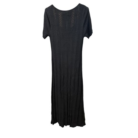 Ann Taylor Black Knit Midi Dress Scoop Neck Short Sleeve Lined Career Size L NWT - Picture 5 of 6